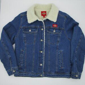 DICKIES Sherpa Lined Fleece Denim Jean Trucker Jacket Women S Small NWOT